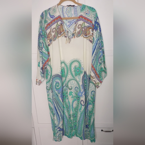 Zara Lounge/Cover Up/Patio Gown Gorgeous Colorful Sz S Oversized Fit Up To 14 - Picture 1 of 9